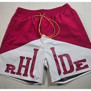 NWT Rhude Yachting Shorts Mens XL White Red Spellout Mesh Lined 5” Streetwear